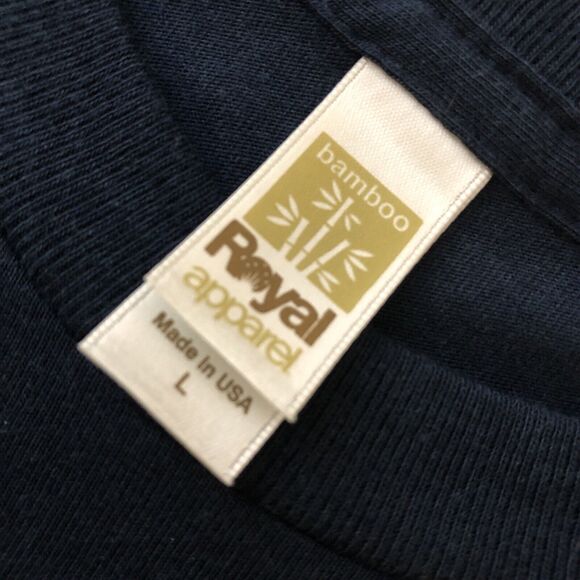 Royal Apparel 73051 Unisex Organic Bamboo/Cotton T Shirt Large Navy Midnight NWT - Picture 3 of 10
